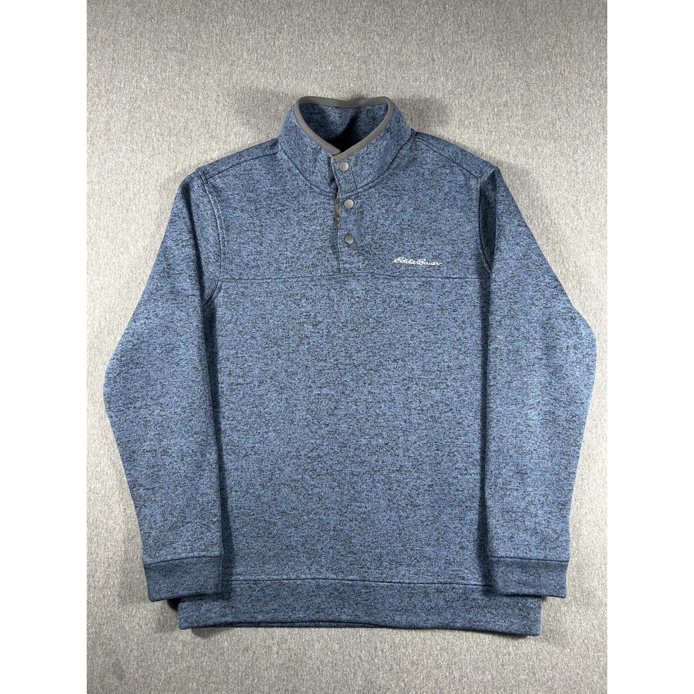 Eddie Bauer Men's Radiator Fleece Snap-Front‎ Pullover Navy Heather Size Large